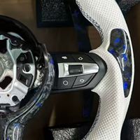 Volant de voiture en cuir perforé bleu avec palettes de changement de vitesse magnétiques en fibre de carbone forgée pour BMW 2015 2012 M3 M5 F10 F90 F30