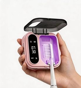 Customized travel portable mini 650mah battery powered <b>wall</b>-mounted <b>led</b> <b>clock</b> display toothbrush sanitizers with heating - Product Image 5