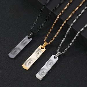 Collana con Ciondolo Personalizzato TD con Foto, Placcato Oro 18K, Acciaio Inossidabile, Forma Oblunga, Catena a Maglie, Classico e di Tendenza, con Numero, Come Regalo - Product Image 1