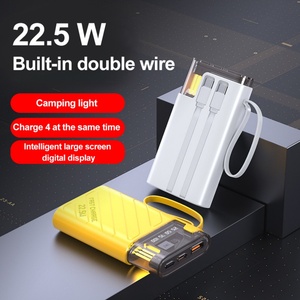 Batterie externe 22,5W à charge rapide 10000mAh avec câble intégré et lumière, personnalisable avec logo, vente en gros usine - Product Image 4