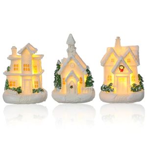 Décoration de Noël, maisons blanches de Noël en résine, maison à bulles de Noël avec lumière LED, décoration de maison de Noël - Product Image 1