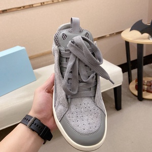 Baskets décontractées grises en tissu éponge avec empiècements en maille perforée, chaussures de skate tendance sur mesure à lacets pour hommes, originales d'usine - Product Image 5