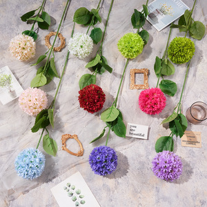 Fleurs artificielles en soie à tête unique, effet pompon, toucher naturel, pour décoration de mariage et de maison - Product Image 1