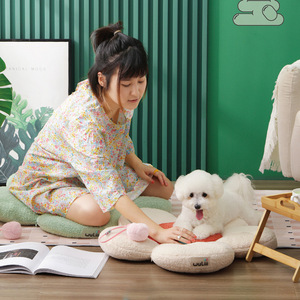 Coussin rond pour chat en fibre de polyester, utilisable en hiver, printemps et automne, lavable à la main, avec fermeture éclair, pour le sommeil du chat. - Product Image 1