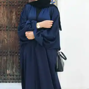 guter preis muslimisches kleid strickjacke toga dubai puffärmel kleid damen lässig Übergröße muslimisches kleid
