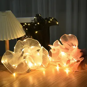 Welle-Garn-Blumentwickelpapier mit Led-Leuchten Hochzeitsstrauß Geschenkverpackung Spitzennetz für Blumenstrauß