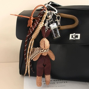 Hot Selling <b>Cute</b> Cartoon Brown Scarf Bunny Keychain Lovely Plush Rabbit <b>Purse</b> Bag Pendant Coffee Pendant Women Handbag Charms - Product Image 6