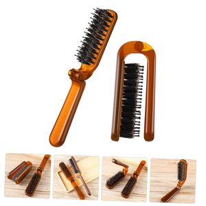 Brosse à cheveux pliable de voyage pour hommes, en gros, avec poils de sanglier, démêlante, pour coiffure droite ou bouclée - Product Image 5