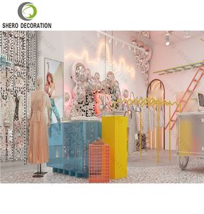 Unique Boutique Clothing Store Furniture Custom Clothing Display Stands with Colorful Clothing Store Display Rack for Sale - Product Image 4