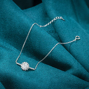 Elegant Lab-grown Diamond White Luxury <b>Chain</b> & Link <b>Bracelet</b> with 20 Stones S925 <b>Silver</b> Fashion Charm - Product Image 2