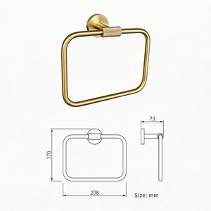 HONGDEC Anneau porte-serviettes carré en acier inoxydable doré brossé à fixer au mur - Product Image 6