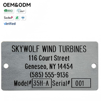 Plaques signalétiques personnalisées en aluminium pour éoliennes - Modèle et numéro de série gravés pour le suivi des actifs
