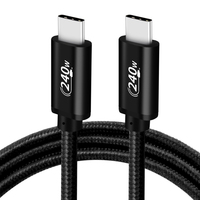 Kabel Data PD USB C isi daya Cepat 240W kabel 8 Core tahan lama dengan jaket nilon untuk komputer Printer & Earphone Tipe C ke C