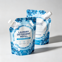 Emballage plastique personnalisé pour savon liquide, shampoing, détergent à lessive, poche souple Doypack de bonne qualité avec bec verseur latéral