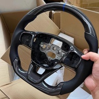 Volant de direction en fibre de carbone de style sportif personnalisé, accessoires intérieurs en alcantara noir pour les voitures Dodge Charger Challenger SRT