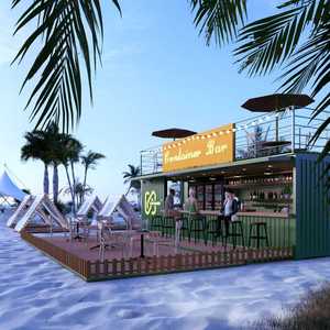 ร้านอาหารคอนเทนเนอร์สำเร็จรูปเคลื่อนย้ายได้ ขนาด 20x10 ฟุต สำหรับขาย ใช้เป็นครัว บาร์ คาเฟ่ ริมชายหาด ขนาด 40 ฟุต - Product Image 2