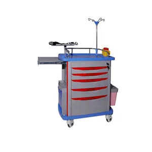 MK-P02 Snelle Levering Goedkope Mobiele Abs Ziekenhuis Emergency Crash Winkelwagen Plastic Medische Geneeskunde Trolley Voor Kliniek