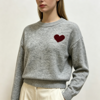 Pull en maille fine gris décontracté surdimensionné de haute qualité Juniper Undefined Custom, à manches longues, OEM & ODM, pour l'automne