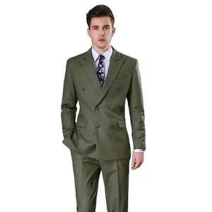 Robe professionnelle à la mode pour hommes, costume vert, Double Vent, 2 boutons, Blazer, WF165