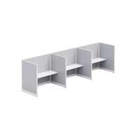 Poste de travail modulaire ergonomique moderne OMNI en acier inoxydable avec colonne d'alimentation partagée et panneau collaboratif à câblage dissimulé