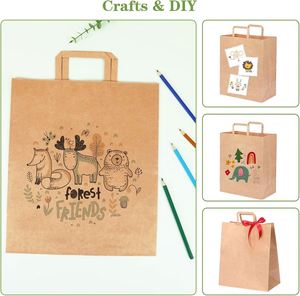 Custom Printed Logo Classic <b>Biodegradable</b> Laminated Flat Handle Kraft <b>Paper</b> Shopping Bags for Coffee & Food Takeout - Product Image 4