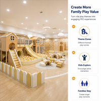 Structure de jeu souple avec toboggan et piscine à balles, beige, pour parc d'activités ouvert pour tout-petits, certifiée CE pour les lieux commerciaux