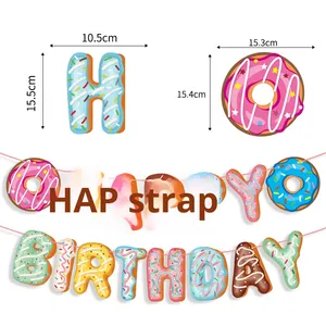 DAMAI Happy Birthday ciambella Party a <span class=keywords><strong>tema</strong></span> fornisce bandiera di carta bandiera e inserire decorazioni per feste decorazioni per bambini - Product Image 4