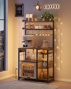 Étagère à pain industrielle <span class=keywords><strong>VASAGLE</strong></span> à 5 niveaux avec prise <span class=keywords><strong>de</strong></span> courant, bar à café avec crochets, étagère <span class=keywords><strong>de</strong></span> rangement <span class=keywords><strong>de</strong></span> <span class=keywords><strong>cuisine</strong></span> - Product Image 2