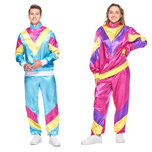 Costumi da Coppia Punk Hip-hop Disco Anni '80 per Adulti, Abbigliamento in Poliestere per Spettacoli e Feste di Halloween - Product Image 1