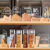 Trophée en bois de cristal en bois souvenir de logo de conception libre personnalisé en gros