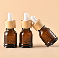 Flacon compte-gouttes en verre ambré de 15 ml à double cercle avec bouchon à bille pour huiles essentielles, solutions originales et essences, flacon de voyage