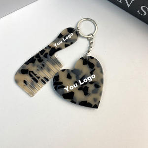 Mini Pettine Portatile SAIYII di Alta Qualità a Forma di Cuore con Specchio Piccolo Pettine in Acetato a Denti Larghi Effetto Marmo Accessori per Capelli Portachiavi - Product Image 2