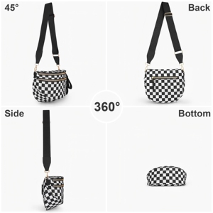 Checkered Nylon <b>Crossbody</b> <b>Bag</b> Classic Spacious Bum Plaid Fanny Packs for Women with Adjustable Shoulder Strap - Product Image 2