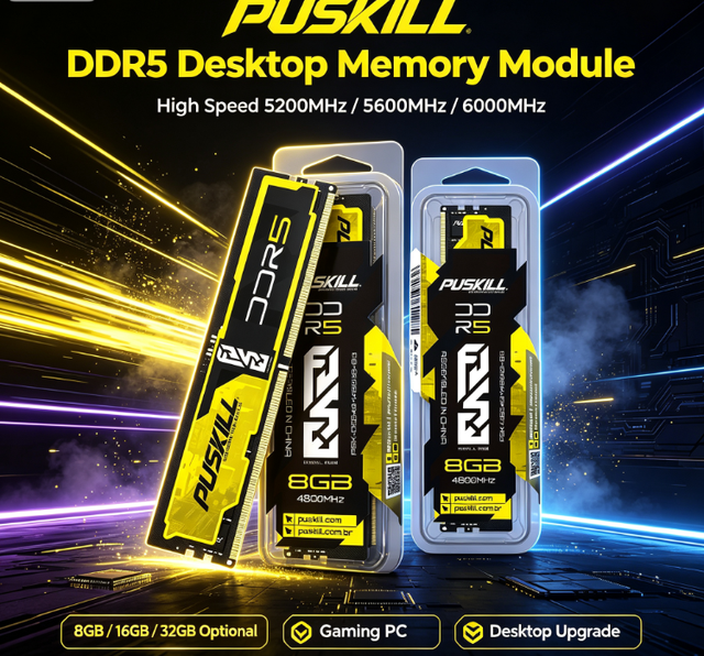 PUSKILL  PC Memory DDR5 High Speed 5200MHz 5600MHz 6000MHz 8GB 16GB 32GB CL42 Compatible RAM for Gaming RAM