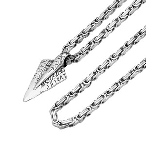 Collar de hombre de acero inoxidable con colgante de flecha vikinga nórdica y diseño de runas, cadena de 60 cm, regalo. - Product Image 5