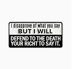 Pin de los derechos humanos y <span class=keywords><strong>la</strong></span> <span class=keywords><strong>libertad</strong></span> de expresión en blanco y negro - Product Image 3