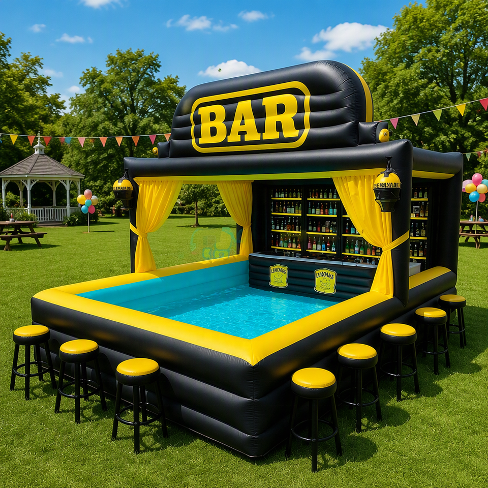 Portable air Tight Inflatable Floating Pool bar with Seats Swimming Pub ...