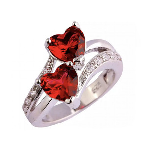 Anello da Donna Trendy a Cuore con Zirconia, Gioiello Romantico Colorato in Cristallo, Fascia alla Moda in Lega, Vendita all'Ingrosso - Product Image 4
