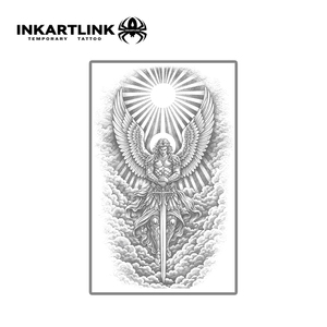 INKARTLINK Autocollant de <span class=keywords><strong>tatouage</strong></span> semi-permanent personnalisé à base de plantes, motif Archange Michel, pour poitrine et corps, résistant à l'eau, dure 1 à 2 semaines - Product Image 4