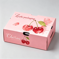Emballage de cerises personnalisé en carton ondulé recyclable, robuste et durable, 2 kg ou 5 kg, boîte d'emballage de cerises imperméable