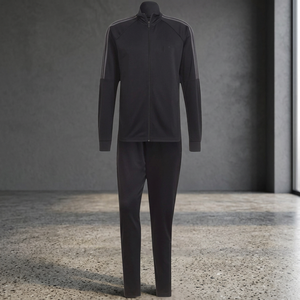 Survêtement noir pour homme, sweat-shirt à capuche entièrement zippé avec poches latérales, polyester respirant, vêtements de sport, entraînement d'automne, jogging - Product Image 3
