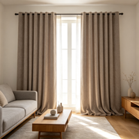Tissu de rideau occultant en chenille de qualité supérieure, largeur 280/340 cm, mélange viscose, coton et polyester, écologique pour chambre et salon