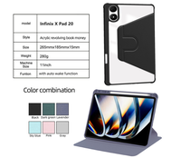 Étui de tablette en cuir acrylique à rotation 360° avec support (rose) style Ins pour Infinix Tecno MegaPad 11