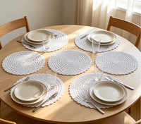 Set de table rond en papier tissé blanc classique, écologique, résistant à l'huile, 38 cm de diamètre, réutilisable, protection thermique pour la décoration de table