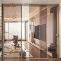 Porte coulissante moderne en aluminium à rupture de pont thermique, double vitrage, insonorisée et coupe-vent, pour balcon de villa