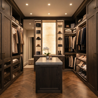 Meuble de chambre de villa de style transitionnel en bois massif, avec dressing indépendant, îlot à plateau en marbre et rangement intégré, écologique
