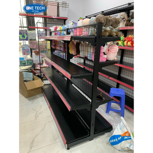 4-tier Wire mesh back gondola shelving Vietnam Iron Supermarket Rack Light Duty Grid <b>Shelf</b> Quick Installation - Product Image 6
