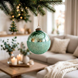 Adorno Navideño de Bola de Cristal Verde Brillante de Alta Calidad con Impresión UV, Decoración Colgante para Árbol, Decoración Personalizada para el Hogar - Product Image 1