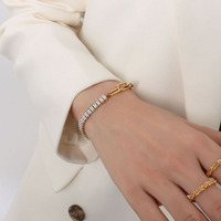 Collier ras du cou demi chaîne en plaqué or demi zircon cubique glacé en acier inoxydable 18k