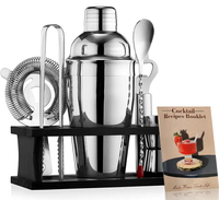 Prix de gros - Ensemble de barman de 7 pièces en acier inoxydable, design classique et durable, respectueux de l'environnement, avec support en bois